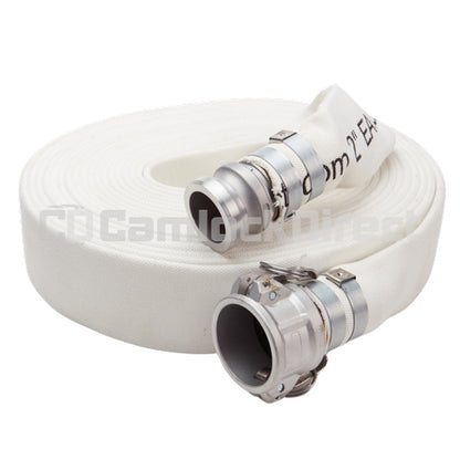 White 1 1/2" x 50' Camlock Double Jacket Mill Hose