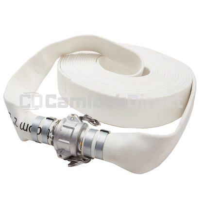 White 1 1/2" x 50' Camlock Double Jacket Mill Hose