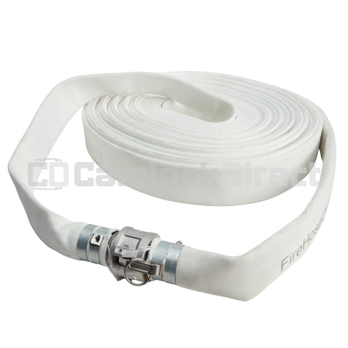 White 1 1/2" x 100' Camlock Double Jacket Mill Hose