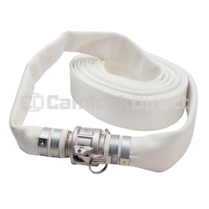 White 2" x 25' Camlock Double Jacket Mill Hose