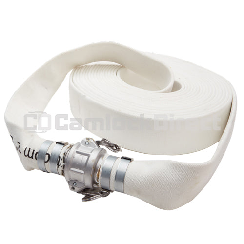 White 2" x 50' Camlock Double Jacket Mill Hose