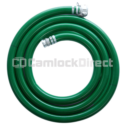 Green 2" x 20' Camlock Suction Hose