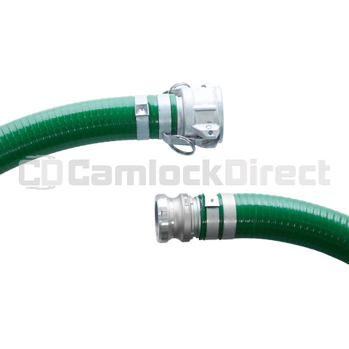 Green 2" x 20' Camlock Suction Hose