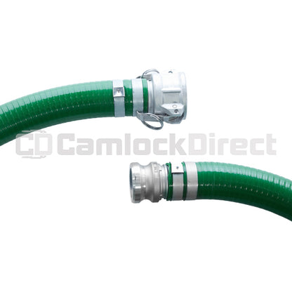 Green 2" x 20' Camlock Suction Hose