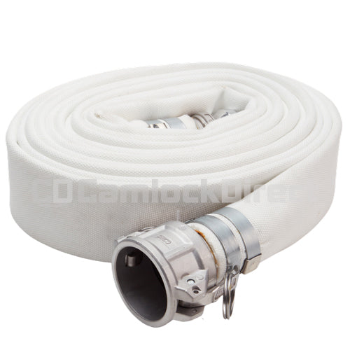 White 4" x 25' Camlock Double Jacket Mill Hose