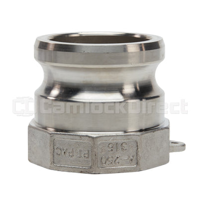 Stainless Steel 2 1/2" Male Camlock x 2 1/2" Female NPT