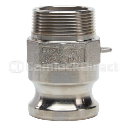 Stainless Steel 1 1/2" Camlock Male x 1 1/2" NPT Male