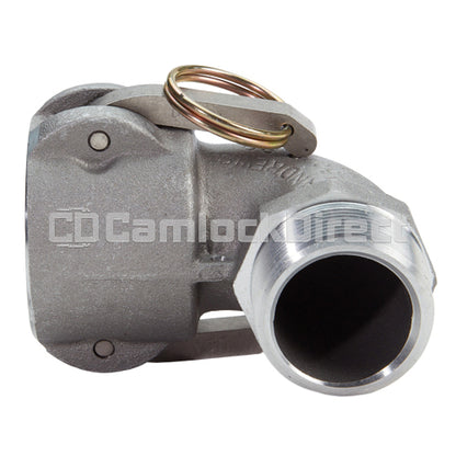 Aluminum 1 1/2" Female Camlock x 1 1/2" Male NPT 90 Degree Elbow (USA)