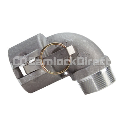 Aluminum 1 1/2" Female Camlock x 1 1/2" Male NPT 90 Degree Elbow (USA)