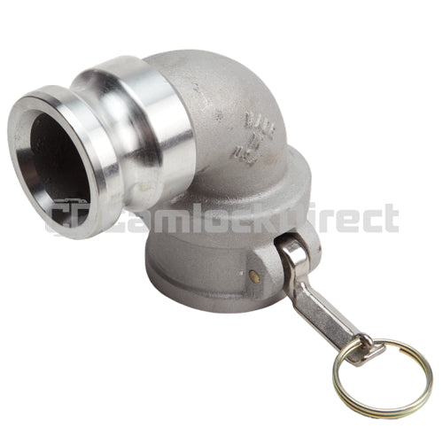 Aluminum 2" Female Camlock x 2" Male Camlock 90 Degree Elbow (USA)