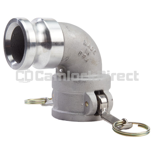 Aluminum 2" Female Camlock x 2" Male Camlock 90 Degree Elbow (USA)