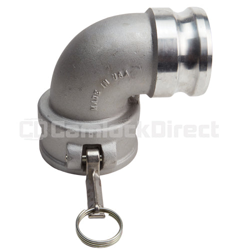 Aluminum 3" Female Camlock x 3" Male Camlock 90 Degree Elbow (USA)