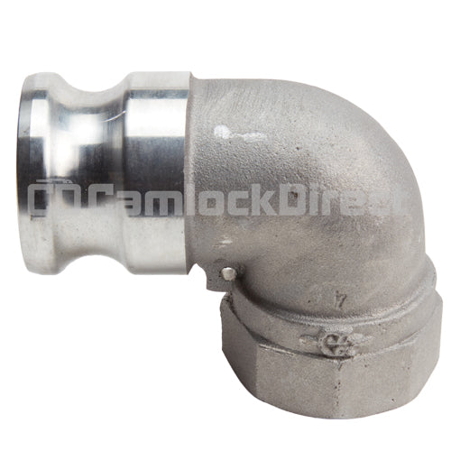 Aluminum 1 1/ 2" Male Camlock x 1 1/2" Female NPT 90 Degree Elbow (USA)