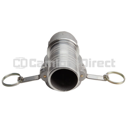 Aluminum 2" Female Camlock x Hose Shank 90 Degree Elbow (USA)