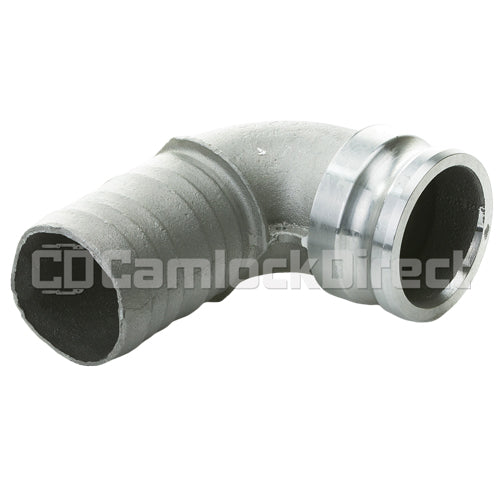 Aluminum 3" Male Camlock to Hose Shank 90 Degree Elbow (USA)