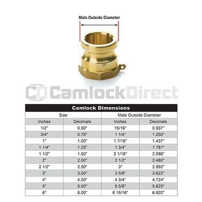 Brass 1" Male Camlock x 1" Female NPT