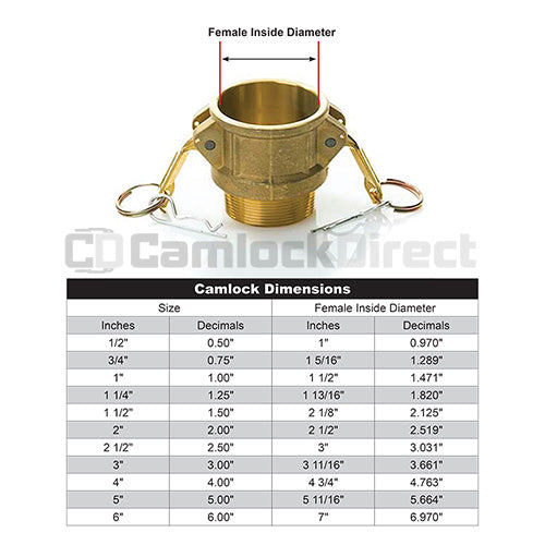 Brass 1/2" Female Camlock x 1/2" Male NPT