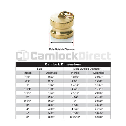 Brass 1" Male Camlock Dust Plug