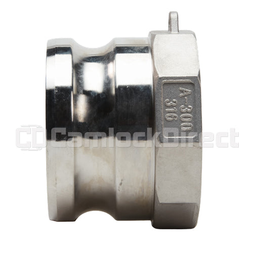 Stainless Steel 3" Male Camlock x 3" Female NPT (USA)