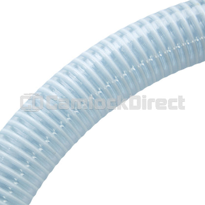 White - Clear 2" x 20' Camlock Suction Hose