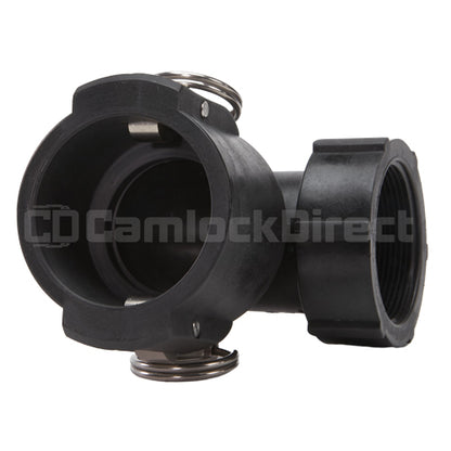 Plastic 2" Female Camlock x 2" Female NPT 90 Degree Elbow