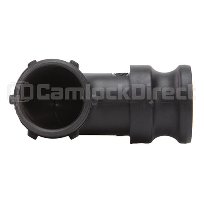 Plastic 1 1/2" Male Camlock x 1 1/2" Male NPT 90 Degree Elbow