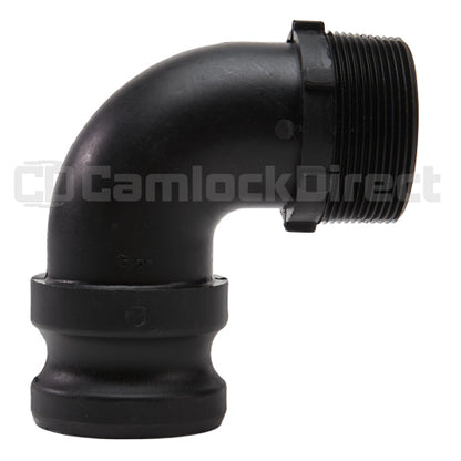 Plastic 2" Male Camlock x 2" Male NPT 90 Degree Elbow