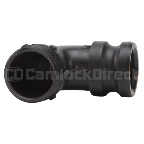 Plastic 2" Male Camlock x 2" Male NPT 90 Degree Elbow